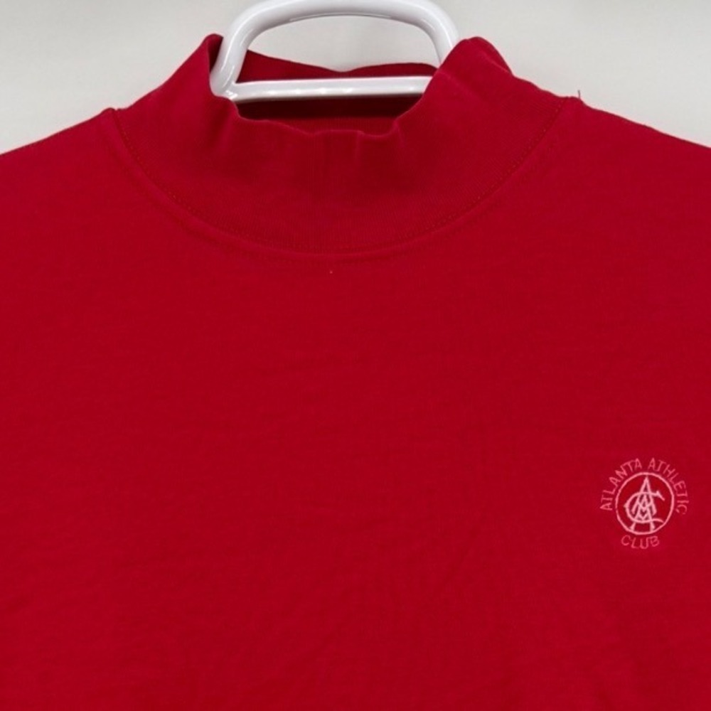 Cross Creek Mens Red Atlanta Athletic Club Mock Neck Long Sleeve Shirt Size L